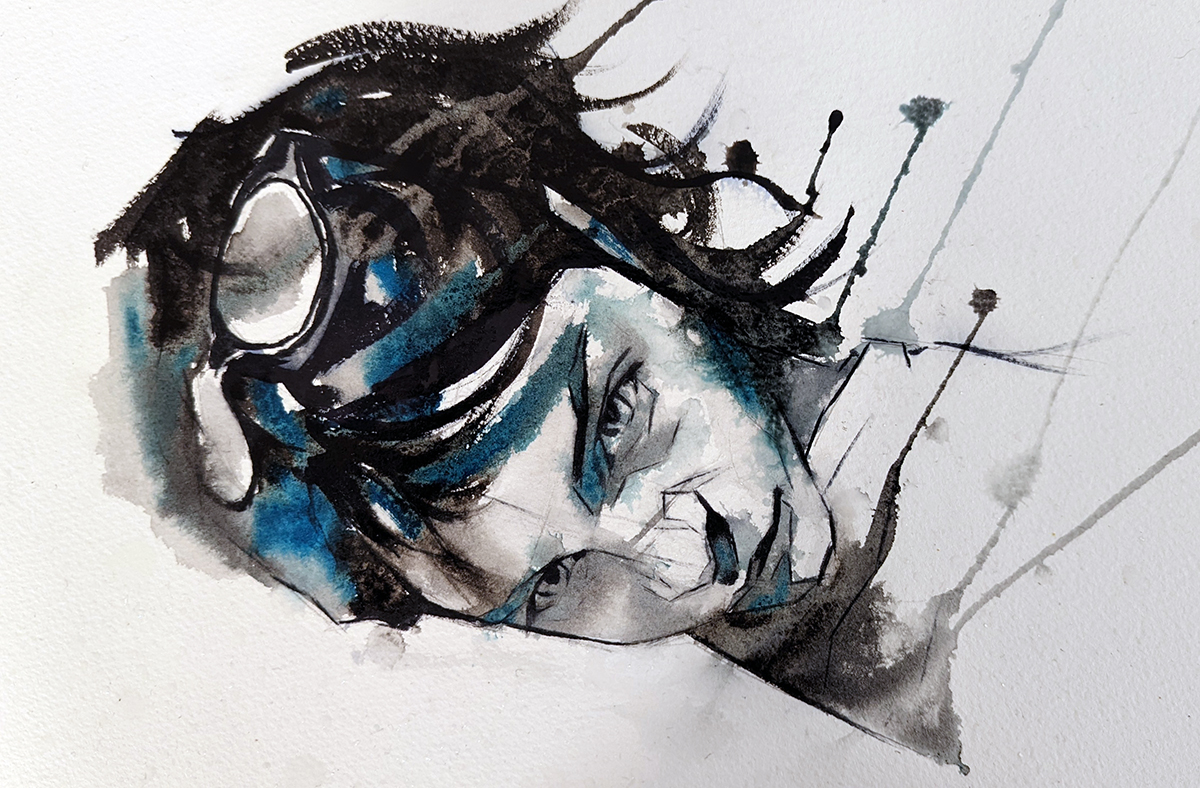 Chica en azules